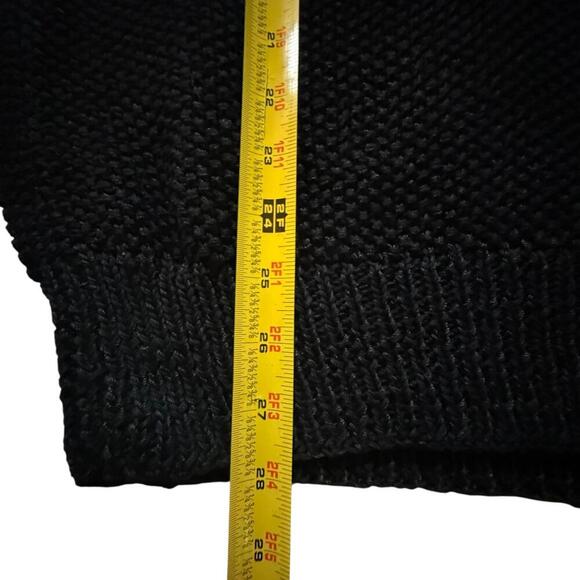 Nannell Vintage Black Knit Sweater Leather Woven Applique Size M - Picture 6 of 6